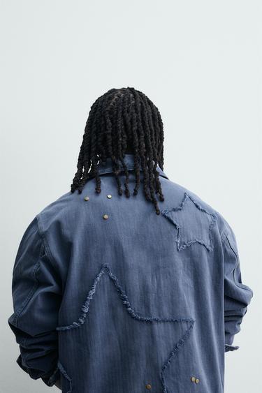 SURCHEMISE À PIÈCES ÉTOILES - Bleu encre de Zara - Image 5