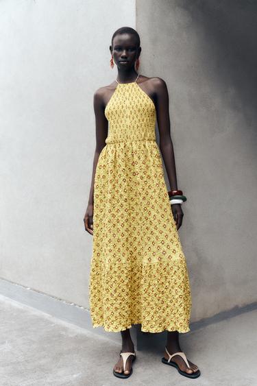 PRINTED MIDI DRESS - Yellow by Zara