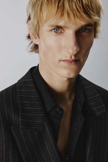 Zara 雙排扣細條紋西裝外套 - 黑色