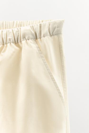 PANTALON STYLE PYJAMA EN POPELINE - Blanc cassé de Zara - Image 8