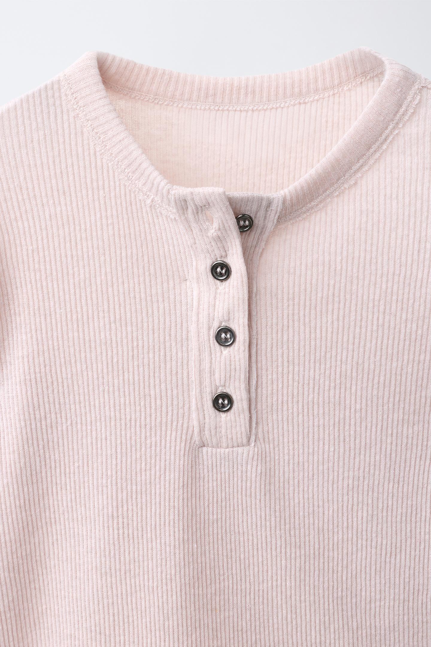 Футболка Zara Henley, цвет: Пыльный розовый — фото 4