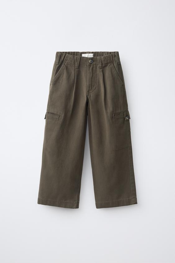 PANTALON CARGO À COUPE DÉCONTRACTÉE - Kaki foncé de Zara - Image 0