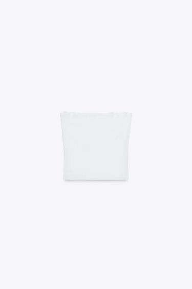 STRAPLESS TOP WITH RUFFLES - White by Zara - Image 2
