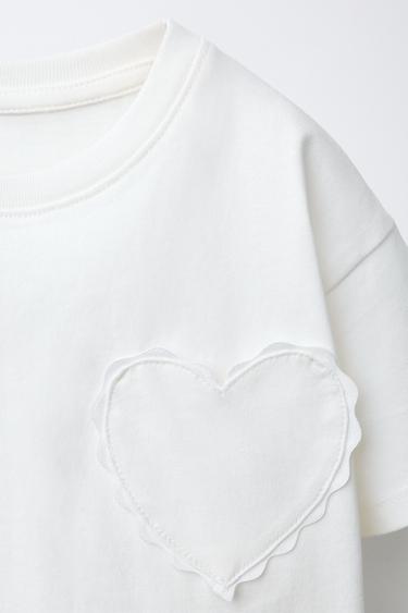 T-SHIRT WITH WAVY HEART - White by Zara - Image 2