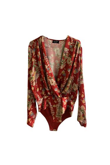 PRINTED BODYSUIT FLORAL SATIN