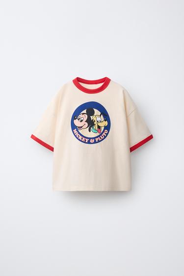 MICKEY MOUSE & PLUTO © DISNEY PIPED T-SHIRT - Ecru by Zara