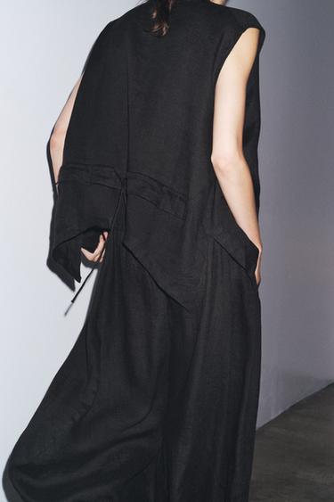BLOUSE EN LIN 100 % À NŒUDS - Noir de Zara - Image 2