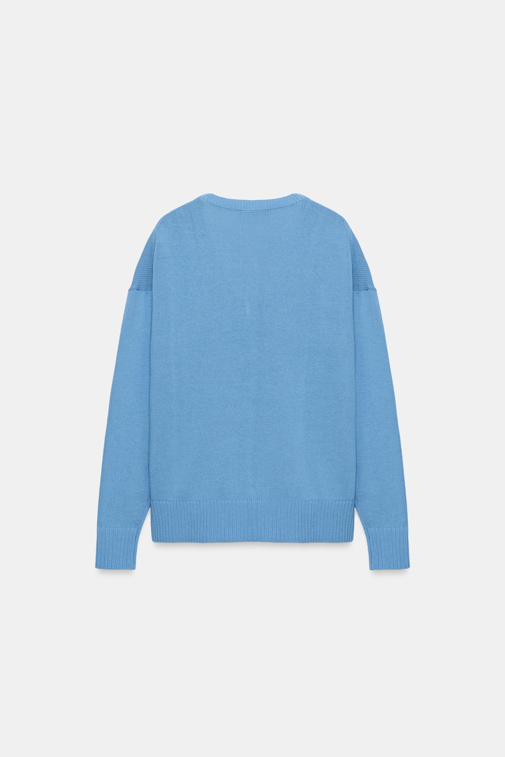 ZARA ニット　S ACID WASH CABLE KNIT JUMPER - White / Sky blue | ZARA United States