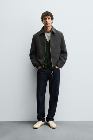 ZIP-UP WOOL EFFECT JACKET - Anthracite grey by Zara