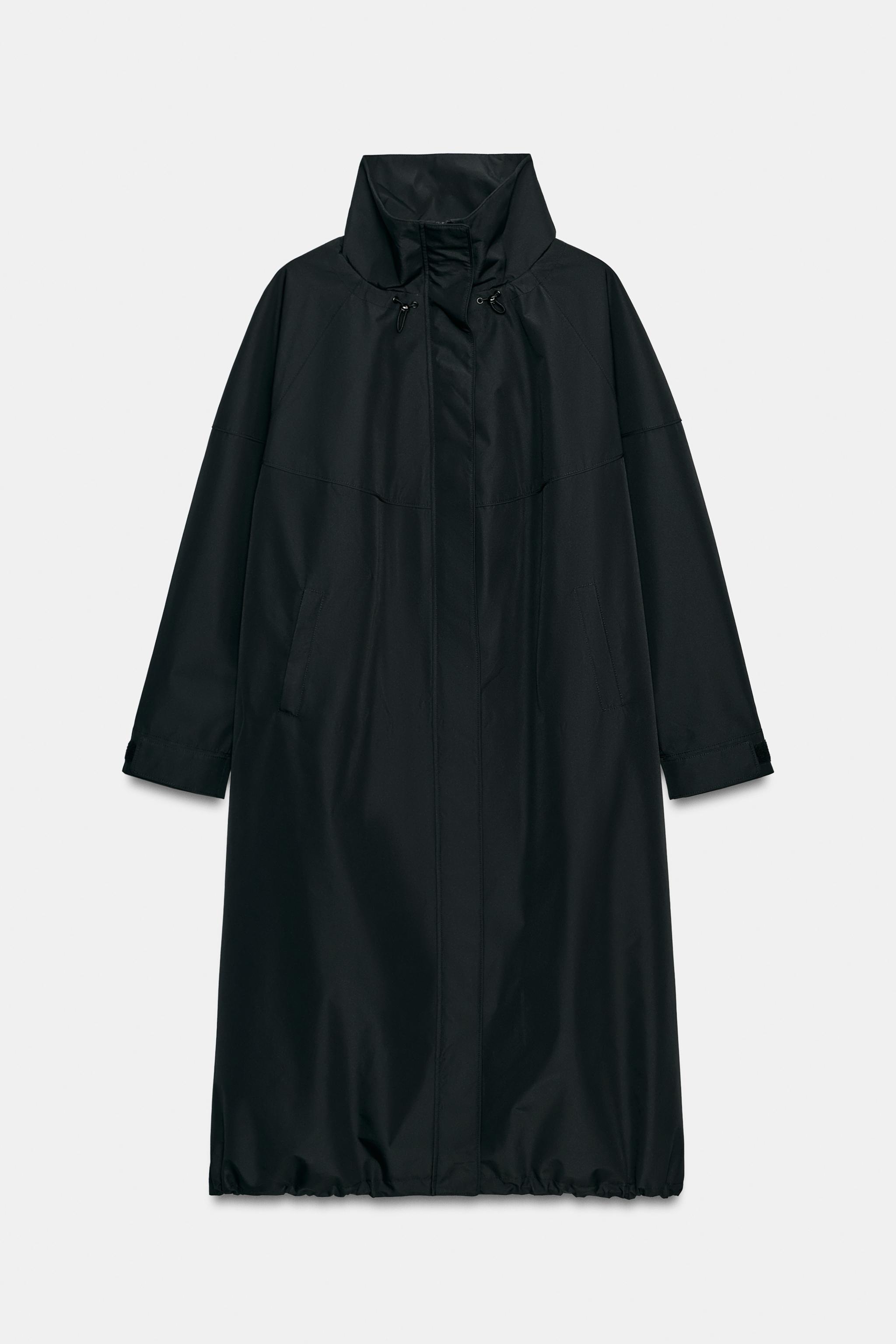WATER-REPELLENT WINDPROOF LONG JACKET - Black | ZARA United States