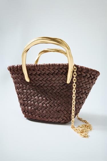 MINI CAPAZO DETALLE ASA METÁLICA - Chocolate de Zara