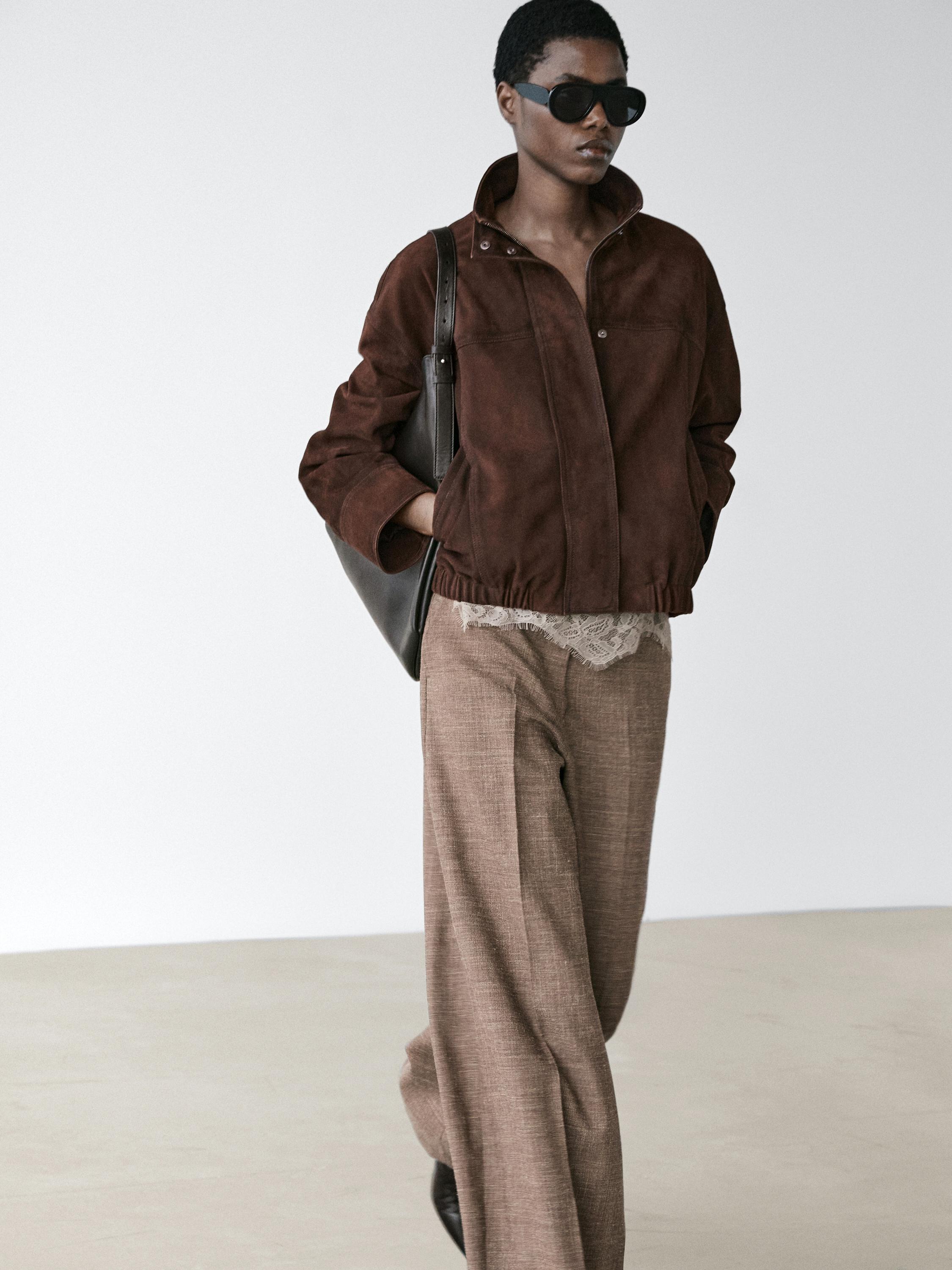 Wide-leg voluminous wool blend trousers — 211
