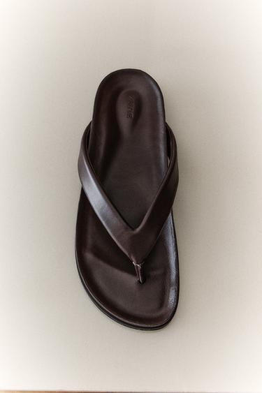 LEATHER SANDALS WITH STRAPS – Csokoládébarna a ZARA-tól