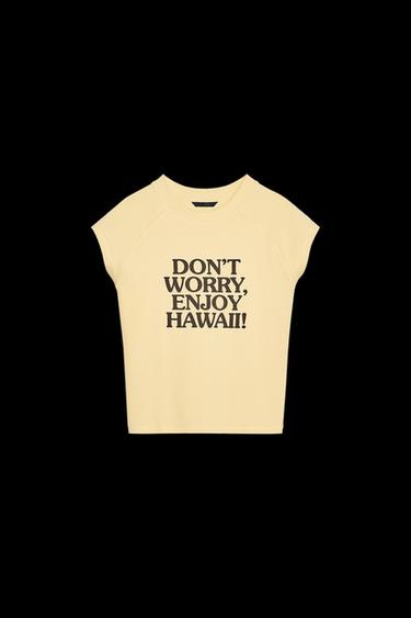 Zara TEXT T-SHIRT - Yellow - Image 0