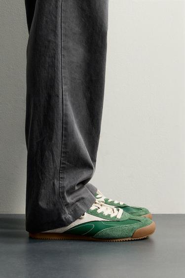 ZAPATILLA ESTILO RETRO DETALLES PIEL - Verde de Zara - Imagen 0