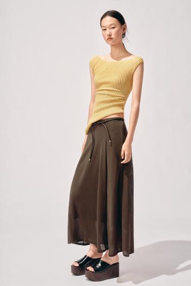 Zara 紋理垂墜上衣 - 黃色