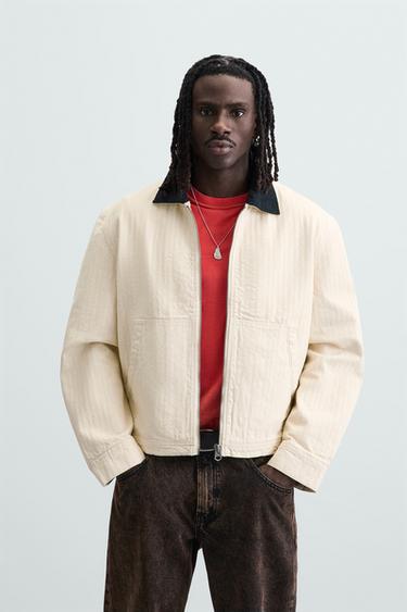 Zara MIXED COLLAR JACKET - Oyster-white