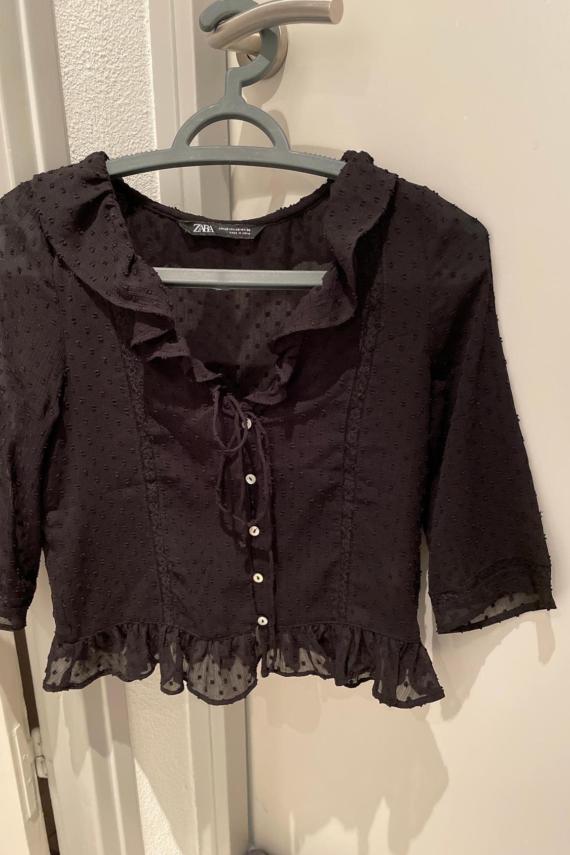 DOTTED MESH SHIRT WITH RUFFLES