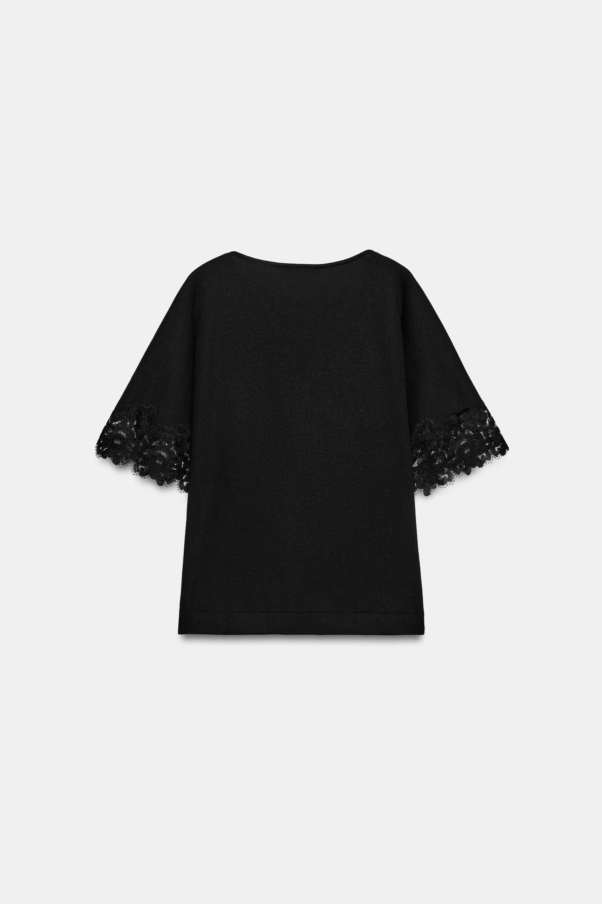 Женские топы Zara SOFT LACE TOP — фото 6