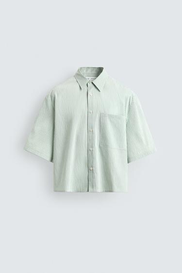 CAMISA CROPPED FIT CUADROS - Raya verde de Zara