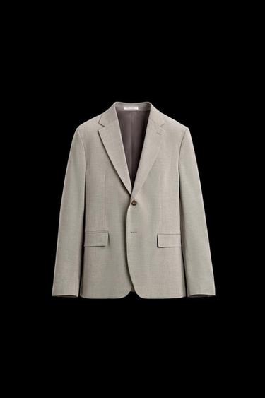 Zara TEXTURED SUIT BLAZER - Grayish