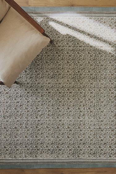 FLORAL BLOCK PRINT RUG - Light blue by Zara - Image 5