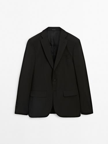 Veste de costume 100 % laine - Noir de Zara
