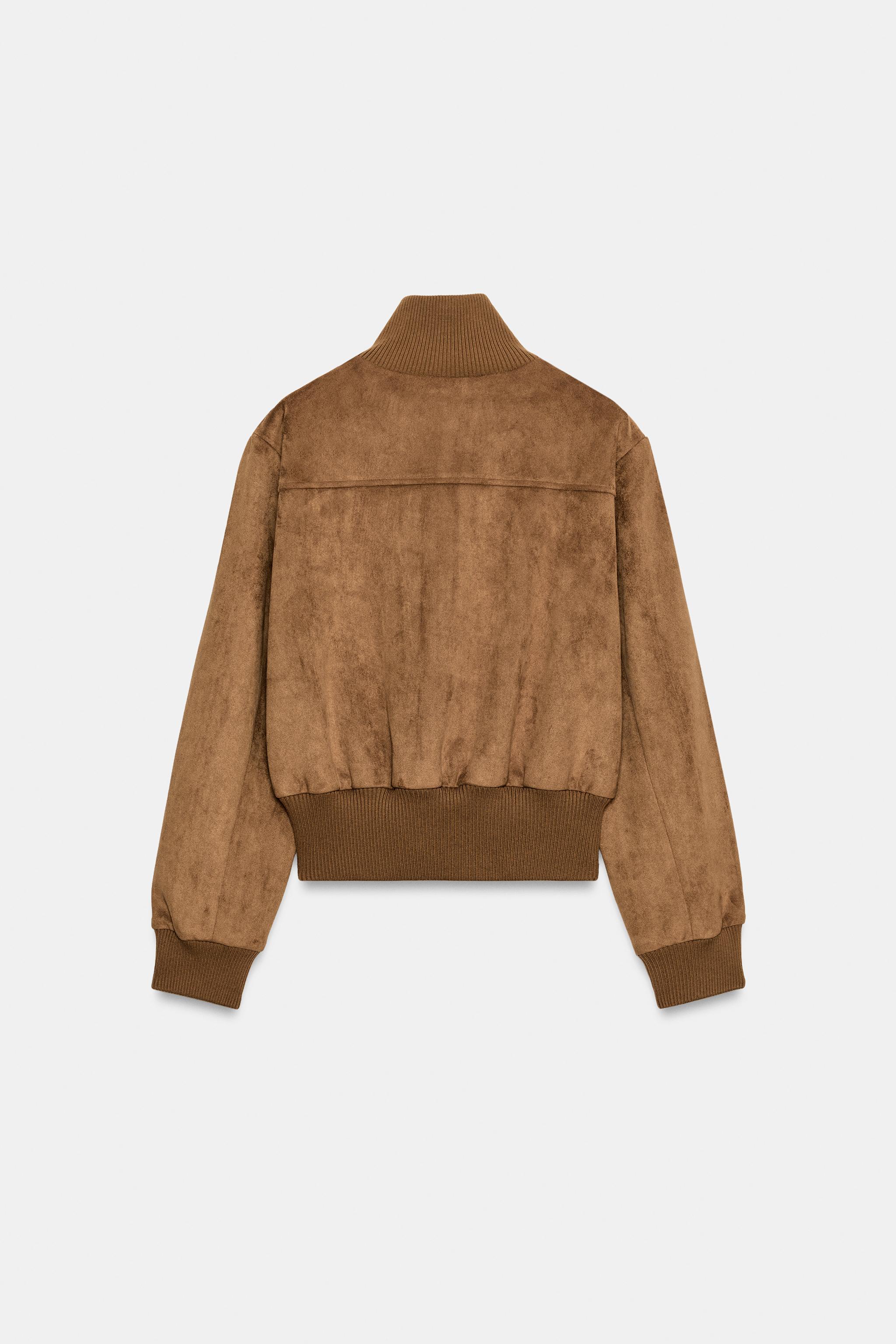 SUEDE-EFFECT BOMBER JACKET