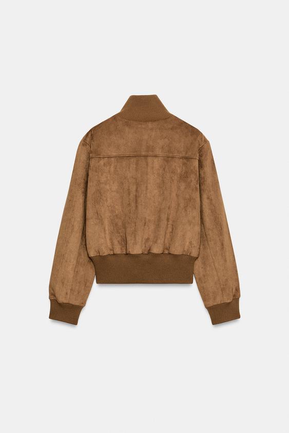 VESTE BOMBER EFFET DAIM - Marron clair de Zara - Image 8