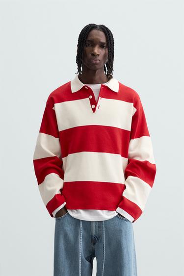 POLO PUNTO RAYAS - Rojo de Zara