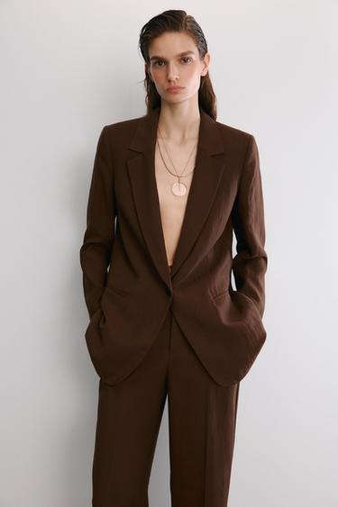 BLAZER BOTÓN - Marrón de Zara