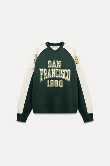 SAN FRANCISCO VARSITY SWEATSHIRT - GREEN by Zara