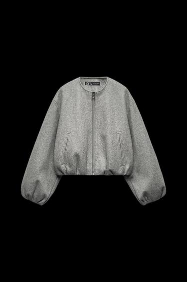 Zara SOFT BOMBER JACKET - Gray