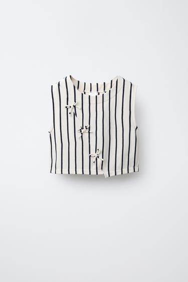 TOP RAYAS LAZOS - Azul de Zara - Imagen 0