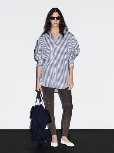 Camisa oversize rayas - Azul de Zara - Imagen 0