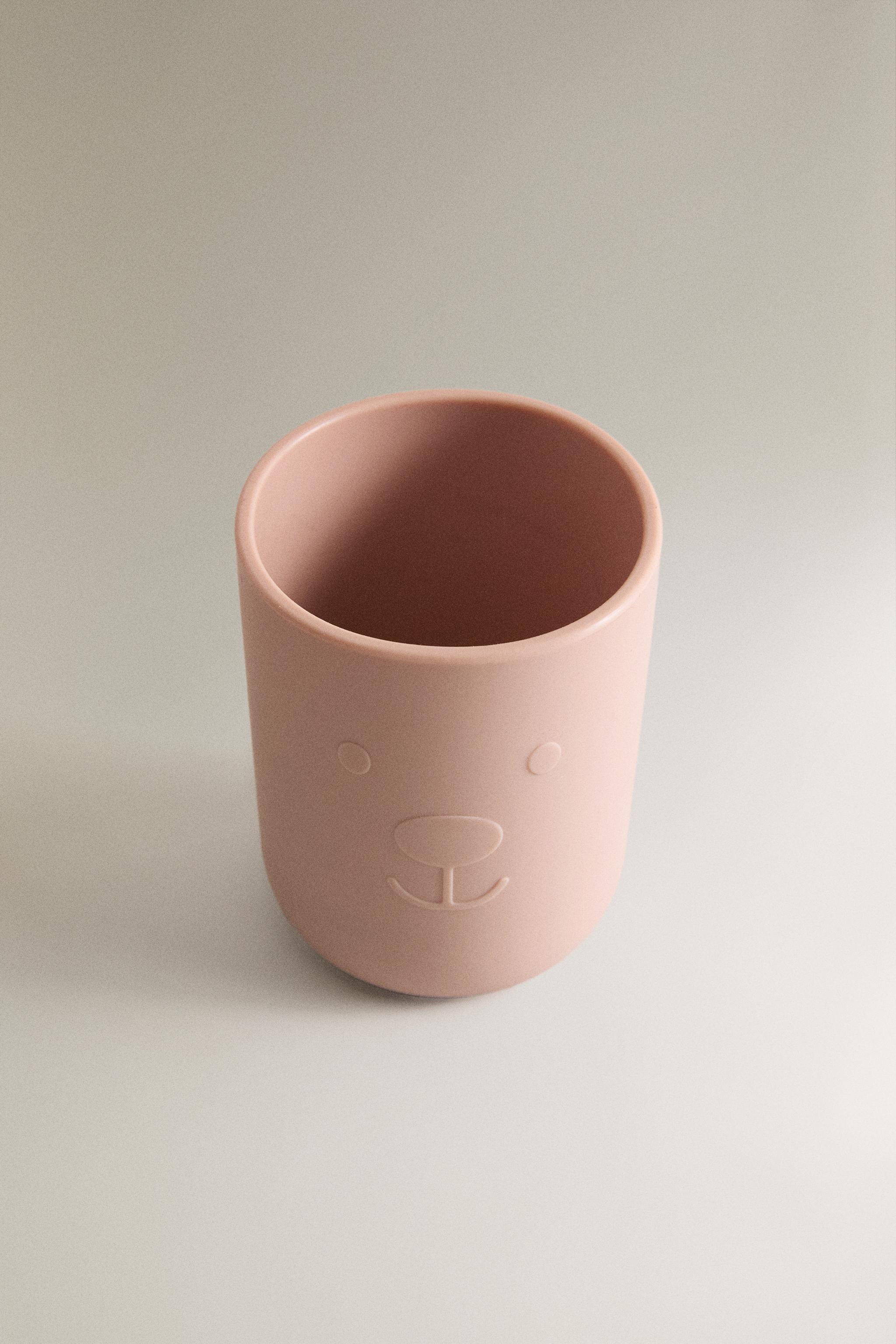 KIDS' BEAR SILICONE GLASS — Pink
