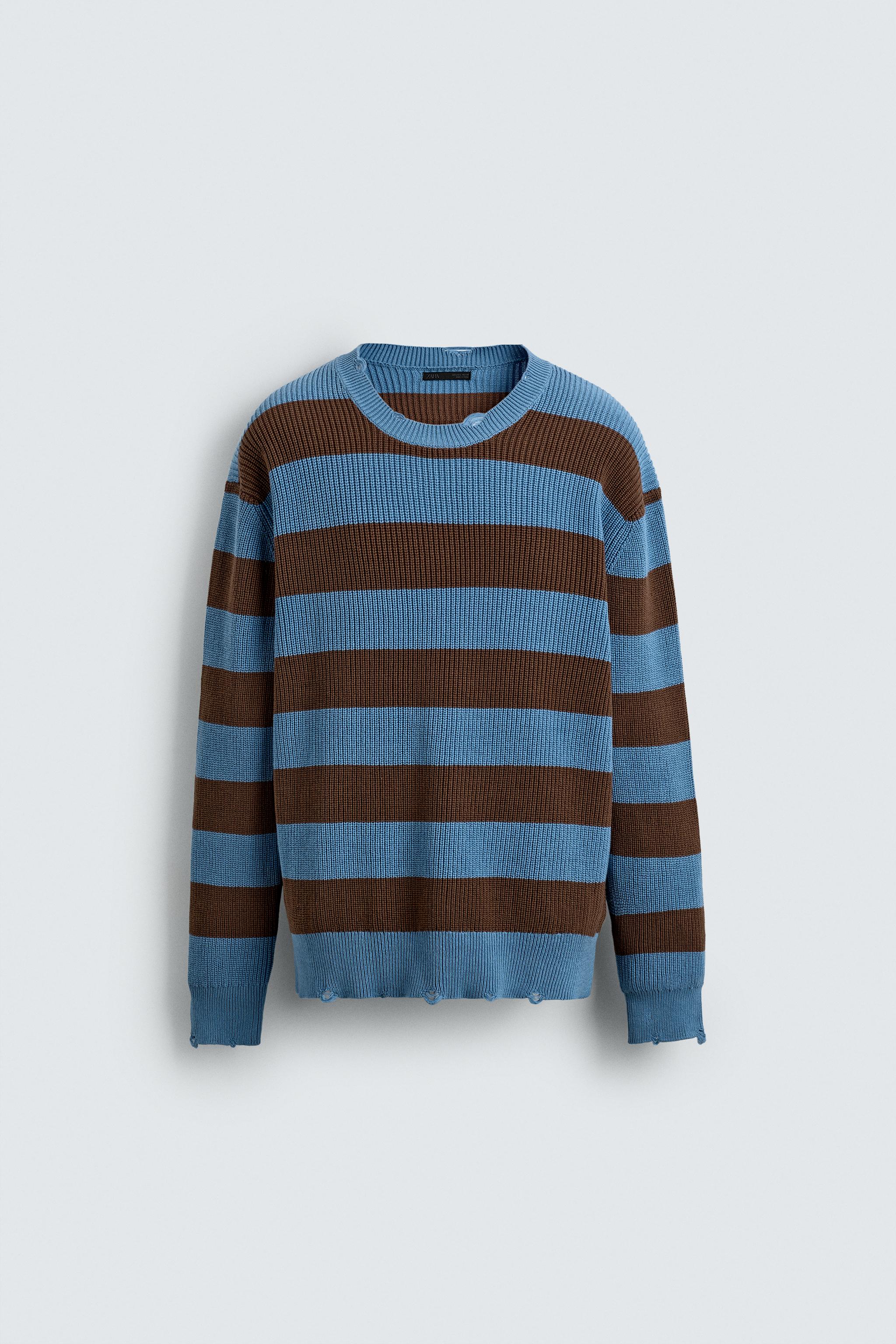 Supreme ストライプ編みニットセーター ストライプ柄 裏編みニットセーター - ブルー | ZARA Japan / 日本
