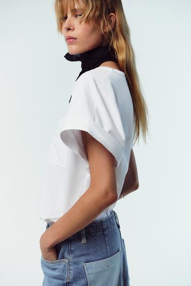 POPLIN POCKET T-SHIRT - White by Zara - Image 2