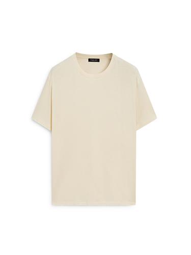 Zara Short sleeve cotton blend T-shirt - Biscuit