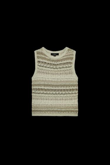 Zara TEXTURED KNIT SLEEVELESS TOP - Greenish - Image 0