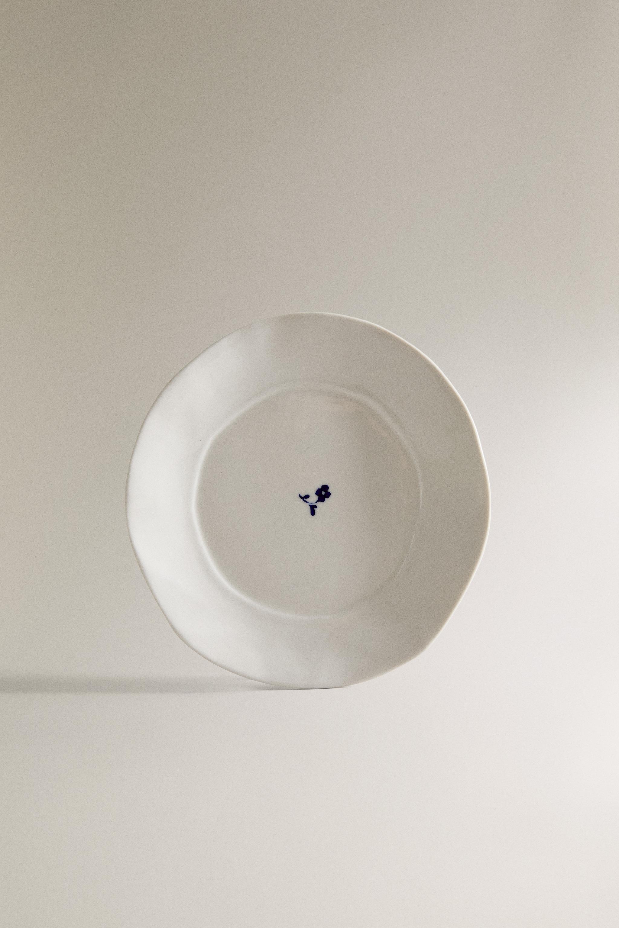 PORCELAIN DESSERT PLATE WITH FLORAL PRINT