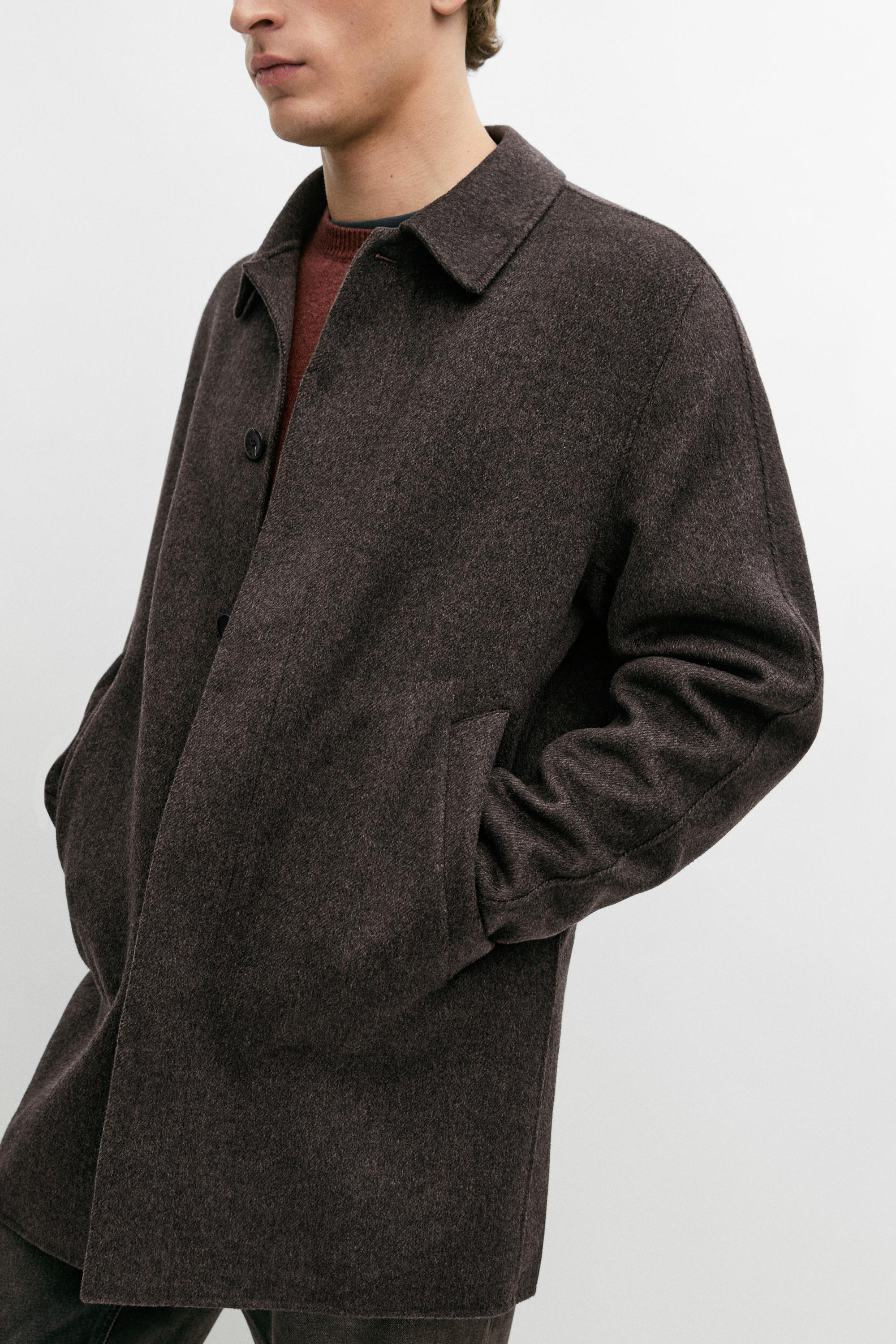 Short double-faced wool blend coat