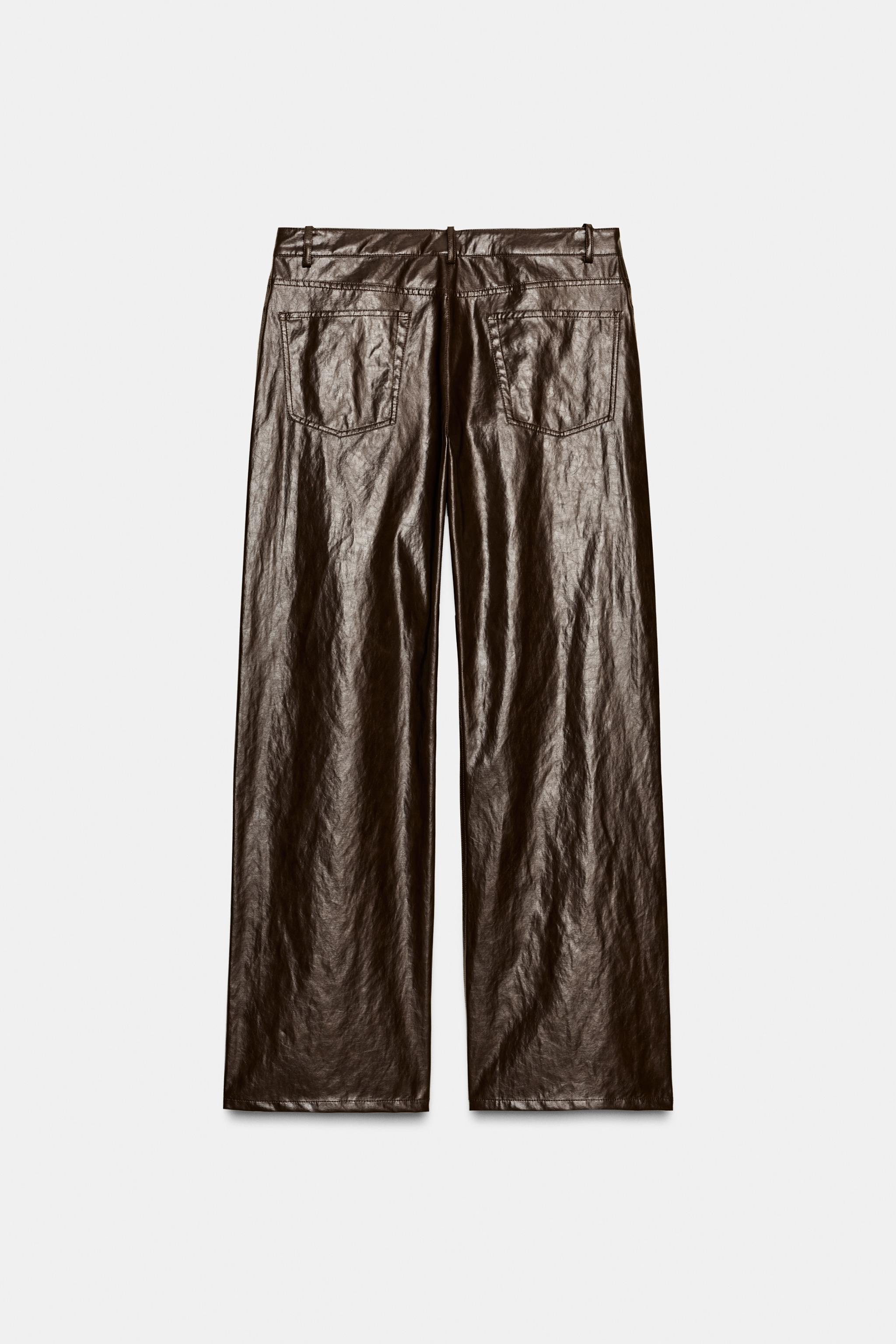 ZW COLLECTION FAUX LEATHER STRAIGHT LEG PANTS