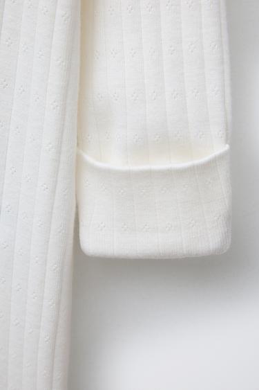 POINTELLE CONVERTIBLE FOOTED SLEEPSUIT - Oyster-white by Zara - Image 5
