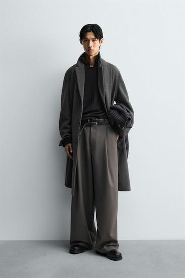 울 오버사이즈 코트 - Zara 그레이