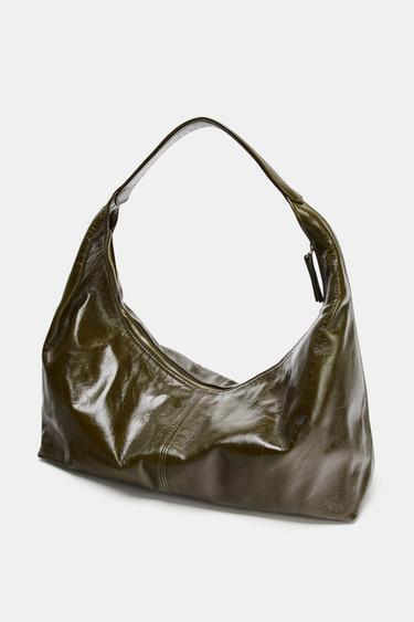 OVAL LEATHER HANDBAG - Green de Zara - Image 5