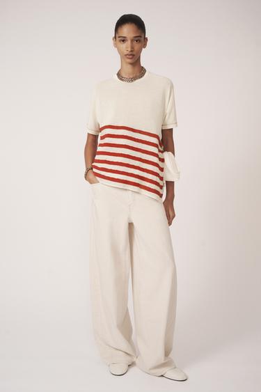 ASYMMETRIC STRIPED KNIT TOP - THE ITEM ZARA WOMAN - White / Red by Zara - Image 2