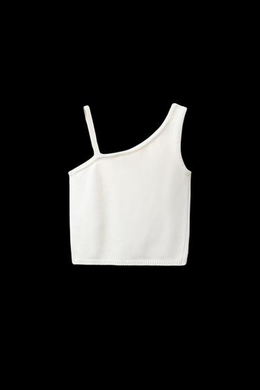 ASYMMETRISCHES STRICKOBERTEIL MIT SCHMUCKPERLEN - Cremefarben von Zara