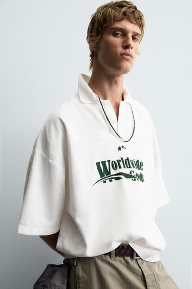 EMBROIDERED BOXY FIT POLO SHIRT - White by Zara - Image 5