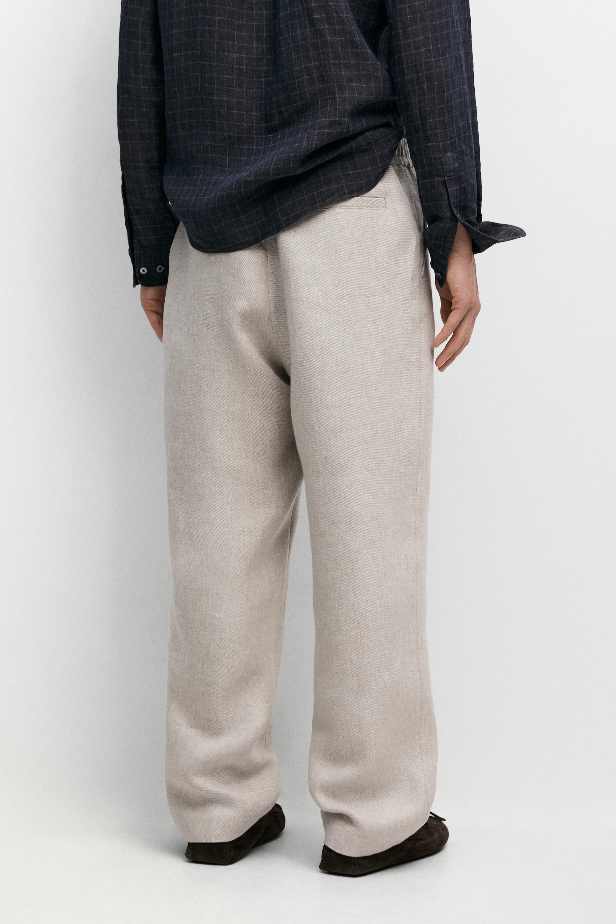 Pantalon structuré 100 % lin total look